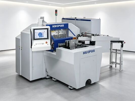 HX150DH Tiga Pisau Trimmer Stream Feeding 4200 potongan/jam untuk Mesin Pemotong Buku Blok